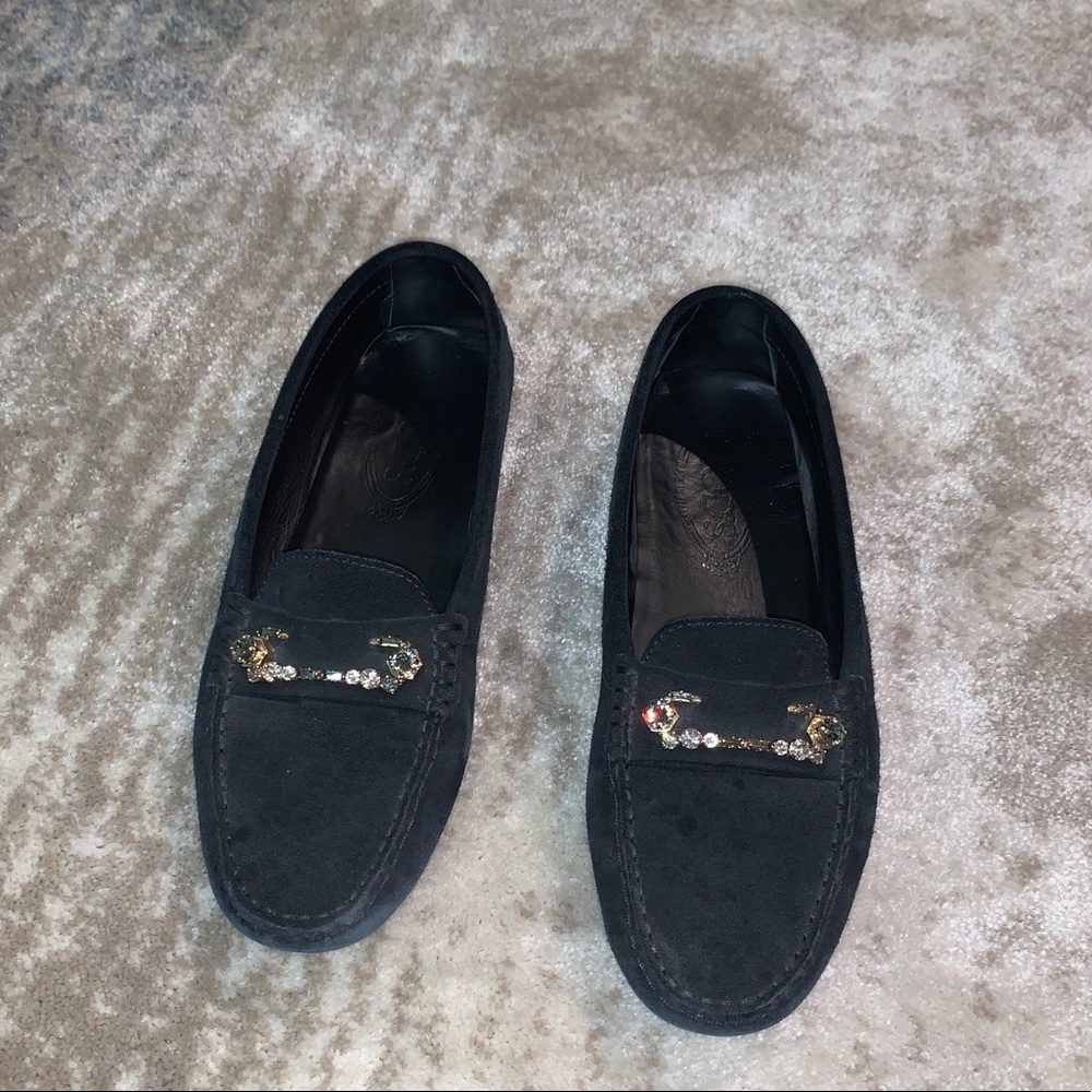 Black suede tods flats